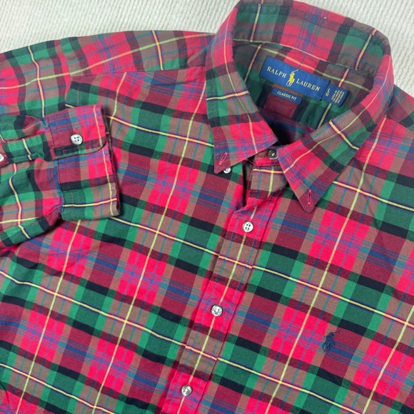 Ralph Lauren Other - Ralph Lauren Button Down Mens Large Red Green Plaid Excellent Classic Fit Pony